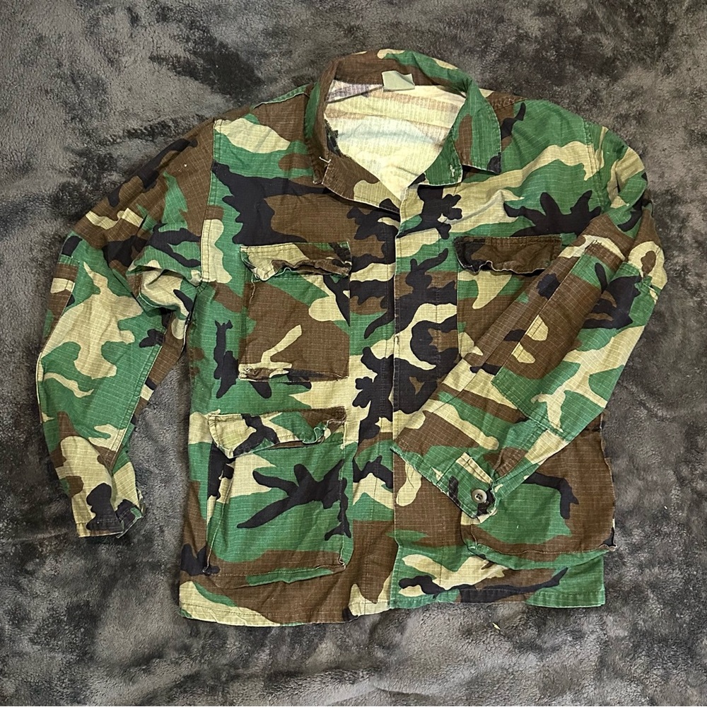 Vintage US Military Woodland Camo BDU Combat Coat